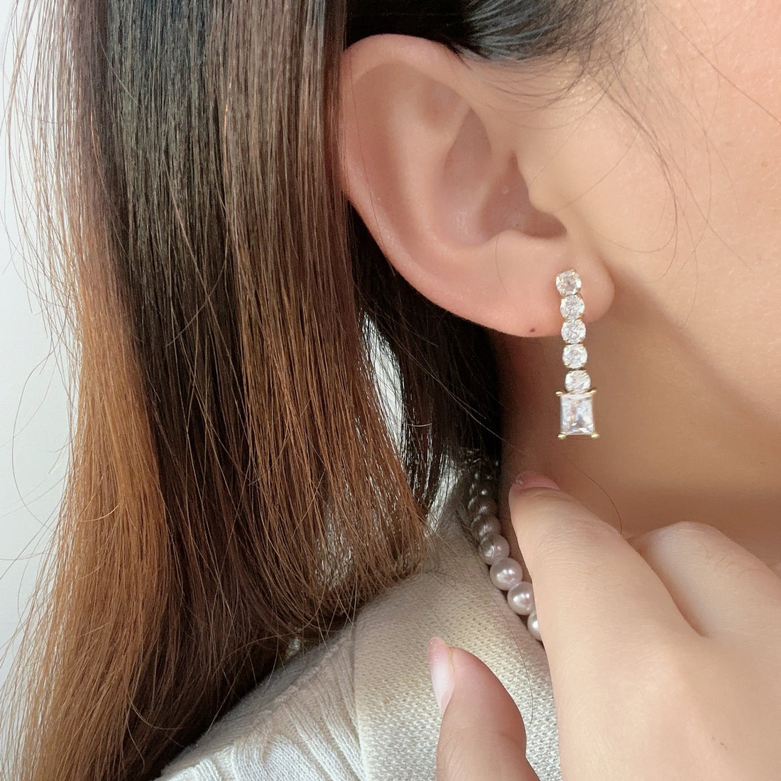 Gold Silver Resin CZdangle clip-on earrings by SOMIY – pain-free non-pierced jewelry for everyday wear