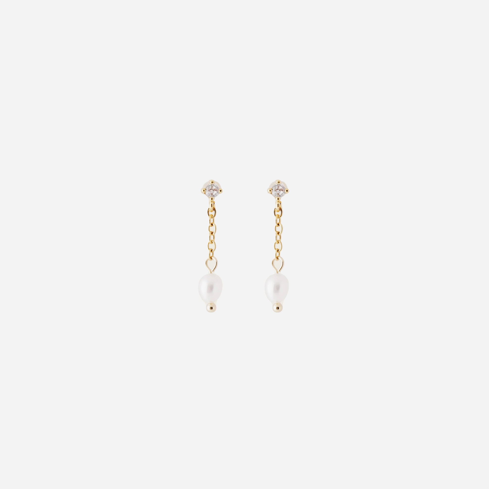Gold Pearl Resindangle clip-on earrings by SOMIY – pain-free non-pierced jewelry for everyday wear