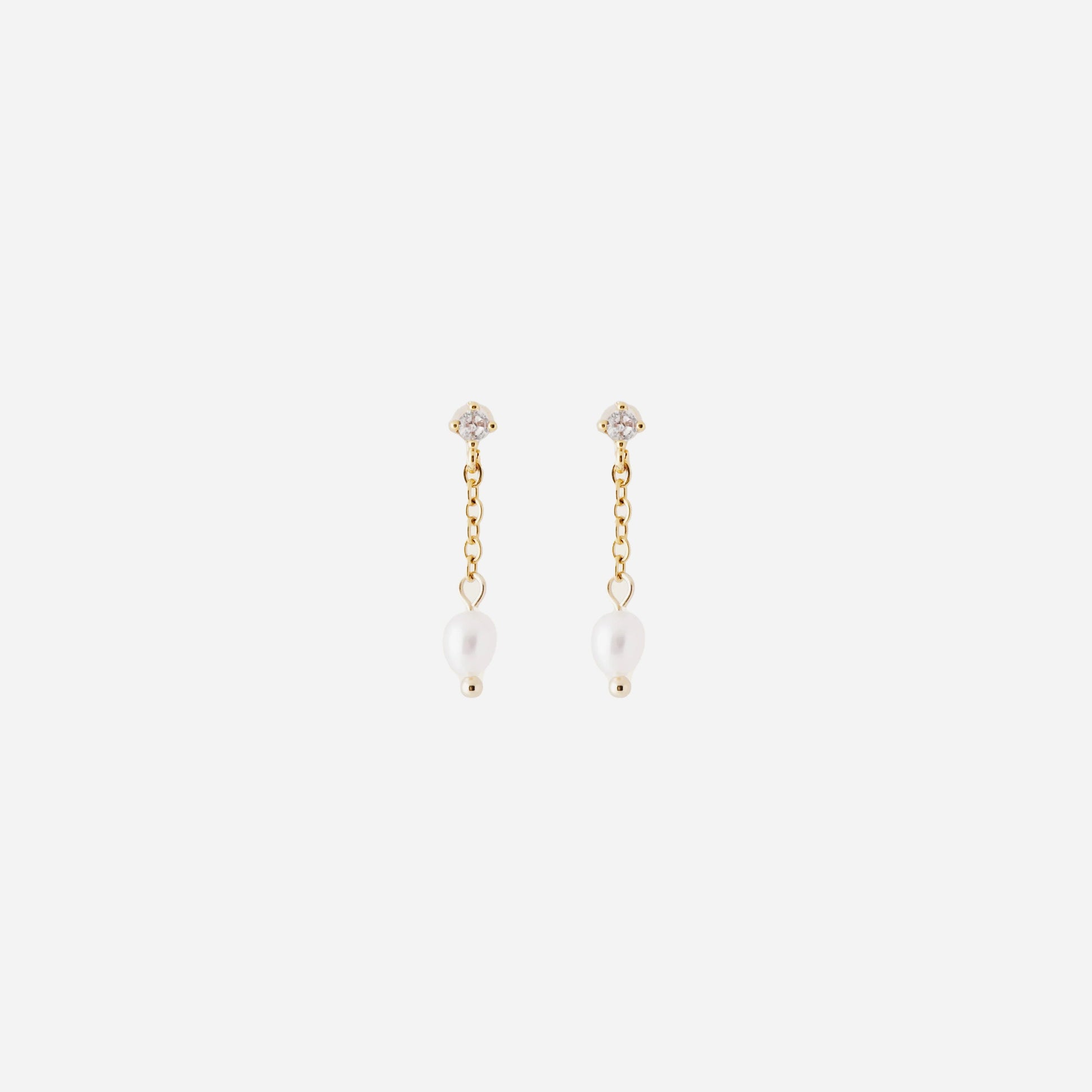Gold Pearl Resindangle clip-on earrings by SOMIY – pain-free non-pierced jewelry for everyday wear