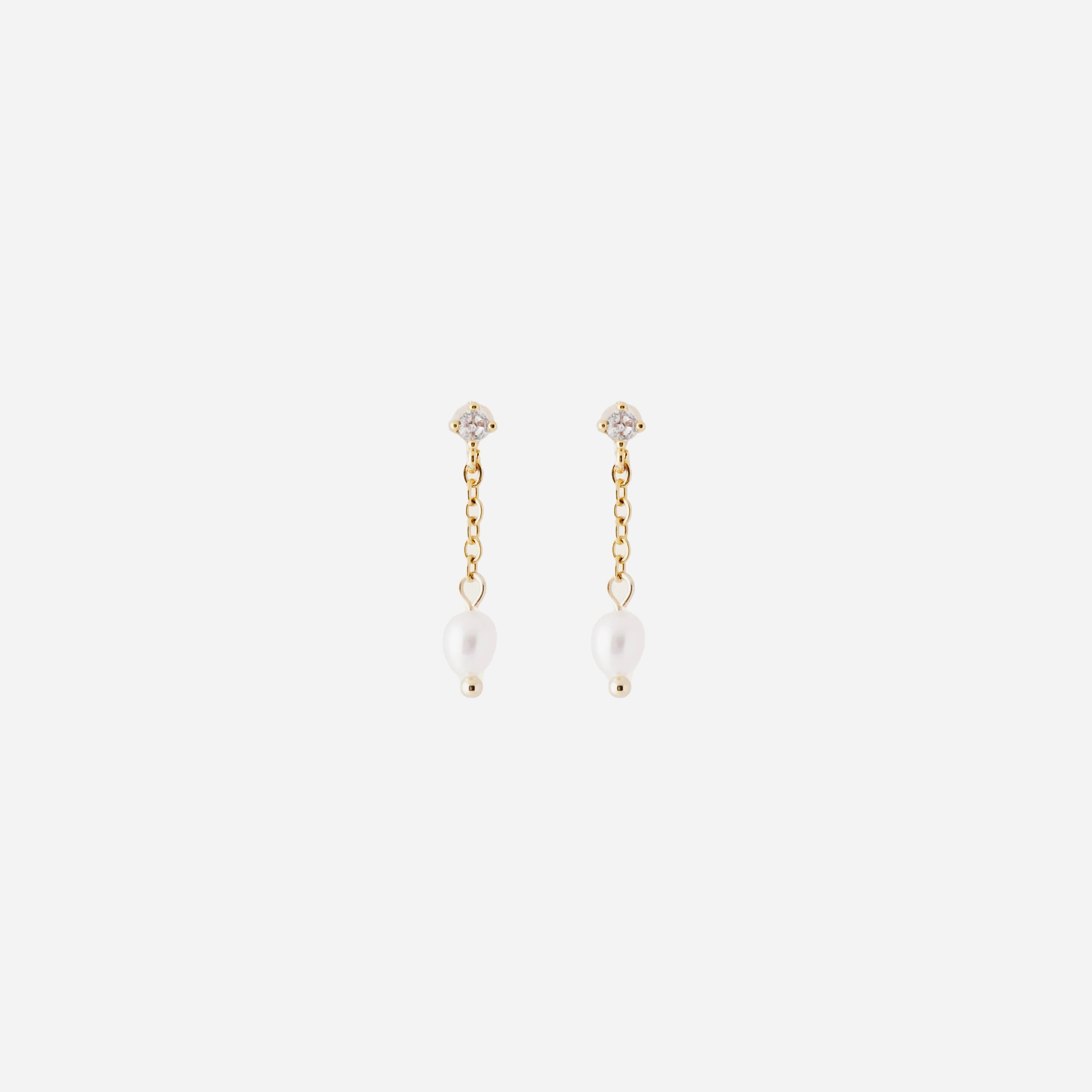 Gold Pearl Resindangle clip-on earrings by SOMIY – pain-free non-pierced jewelry for everyday wear