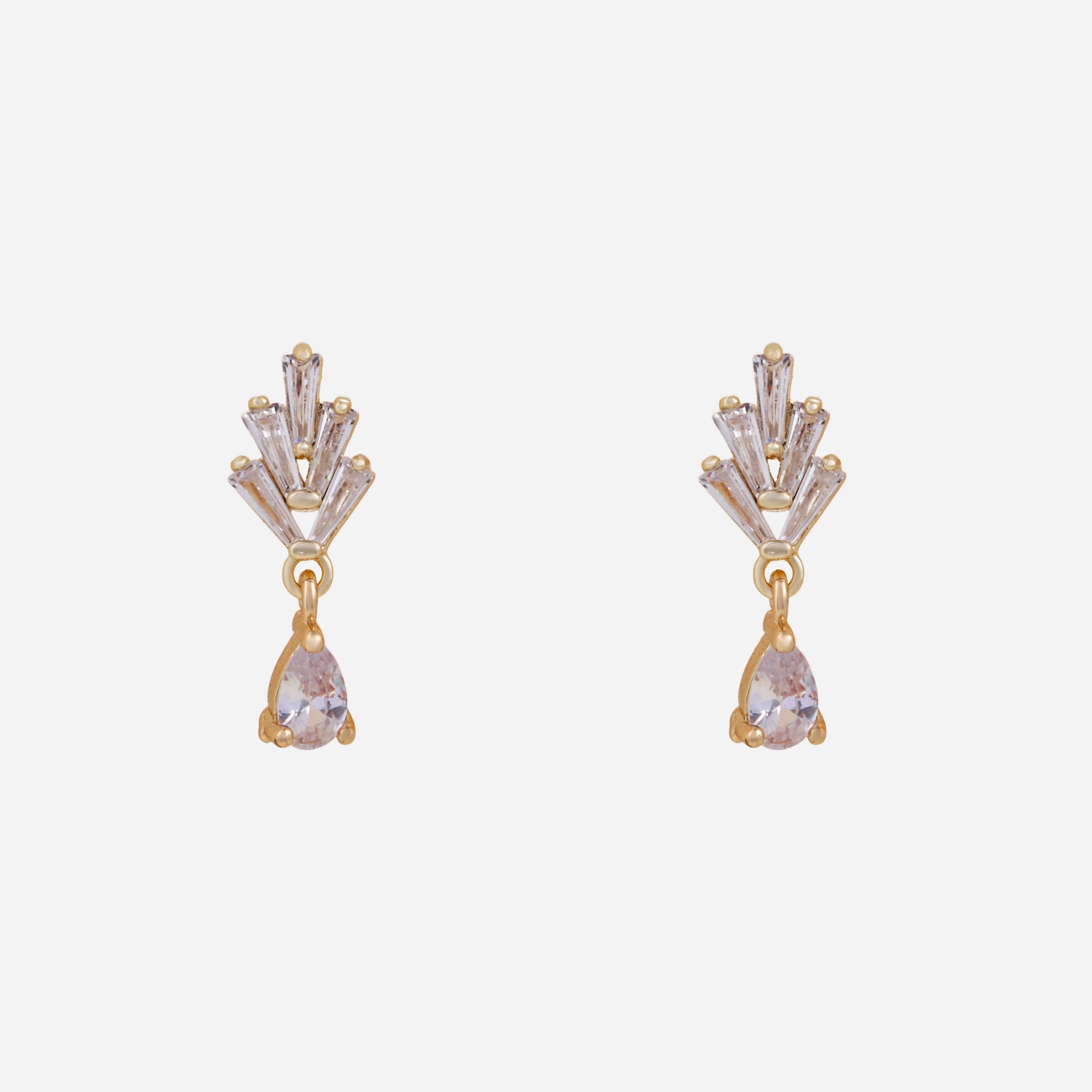 Gold Resin Crystal CZdangle clip-on earrings by SOMIY – pain-free non-pierced jewelry for everyday wear
