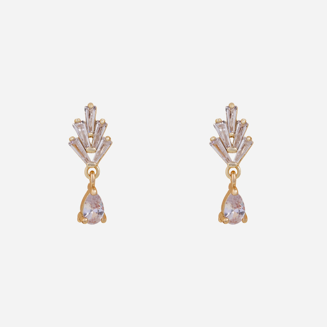 Gold Resin Crystal CZdangle clip-on earrings by SOMIY – pain-free non-pierced jewelry for everyday wear