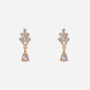 Gold Resin Crystal CZdangle clip-on earrings by SOMIY – pain-free non-pierced jewelry for everyday wear