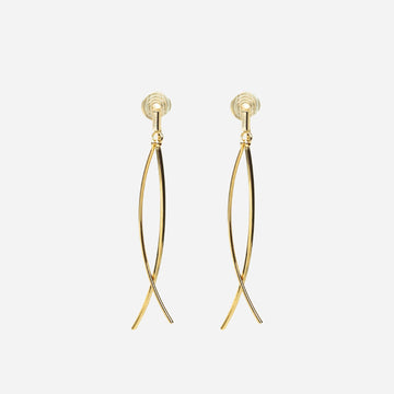 Gold Pearl Crystaldangle clip-on earrings by SOMIY – pain-free non-pierced jewelry for everyday wear