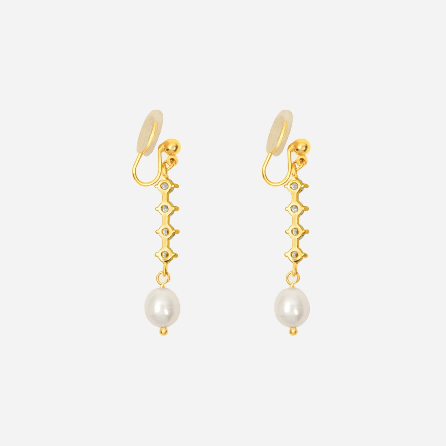 Pearl Crystaldangle clip-on earrings by SOMIY – pain-free non-pierced jewelry for everyday wear