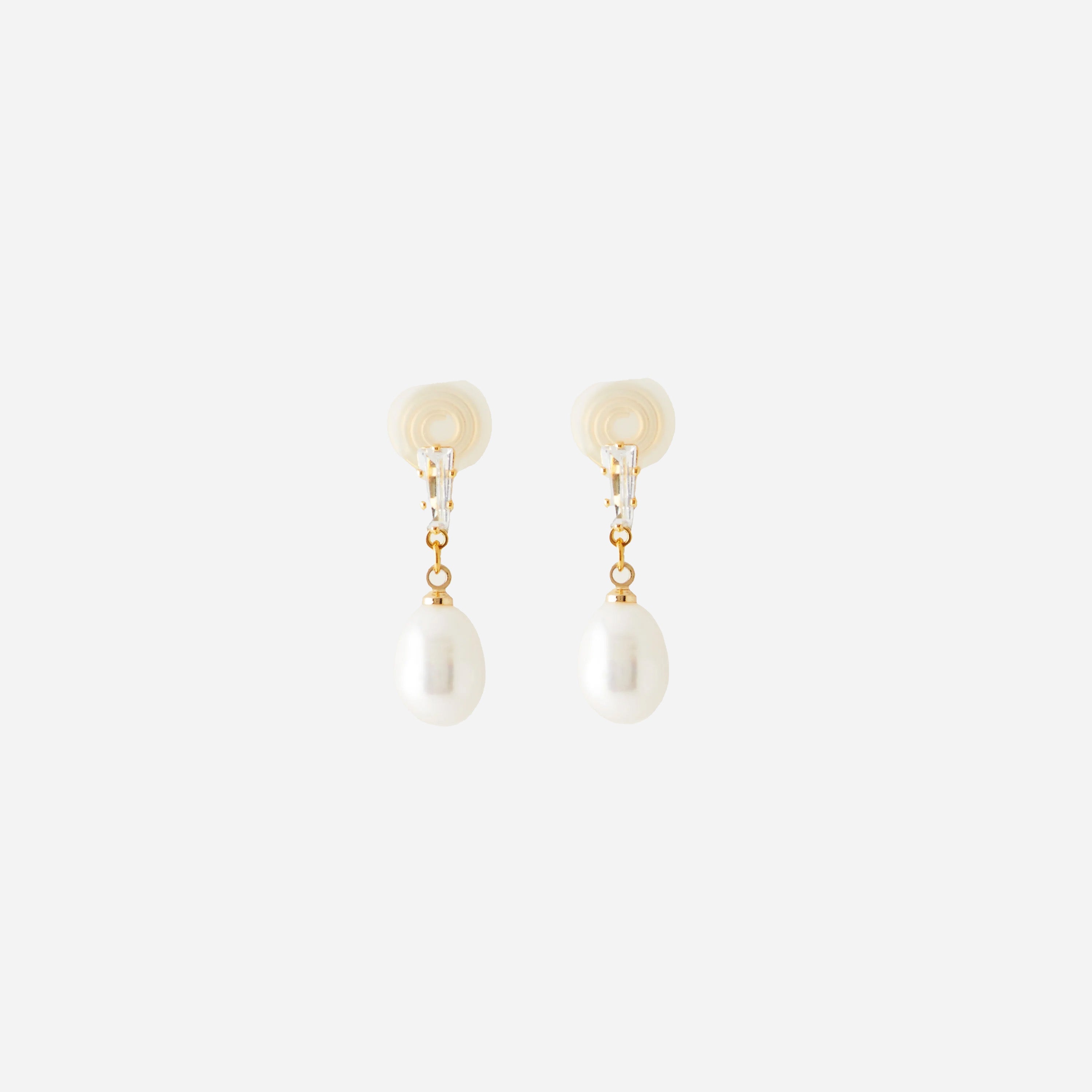 Gold Silver Pearldangle clip-on earrings by SOMIY – pain-free non-pierced jewelry for everyday wear