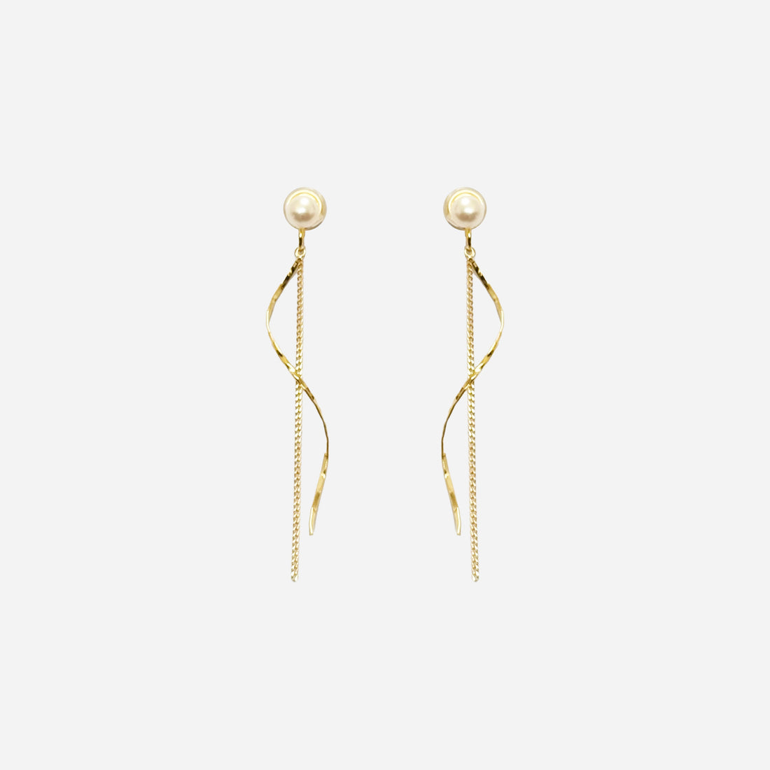 Gold Pearldangle clip-on earrings by SOMIY – pain-free non-pierced jewelry for everyday wear