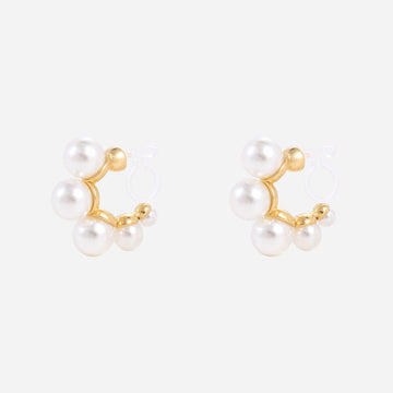 Gold Pearl Resinhoop clip-on earrings by SOMIY – pain-free non-pierced jewelry for everyday wear