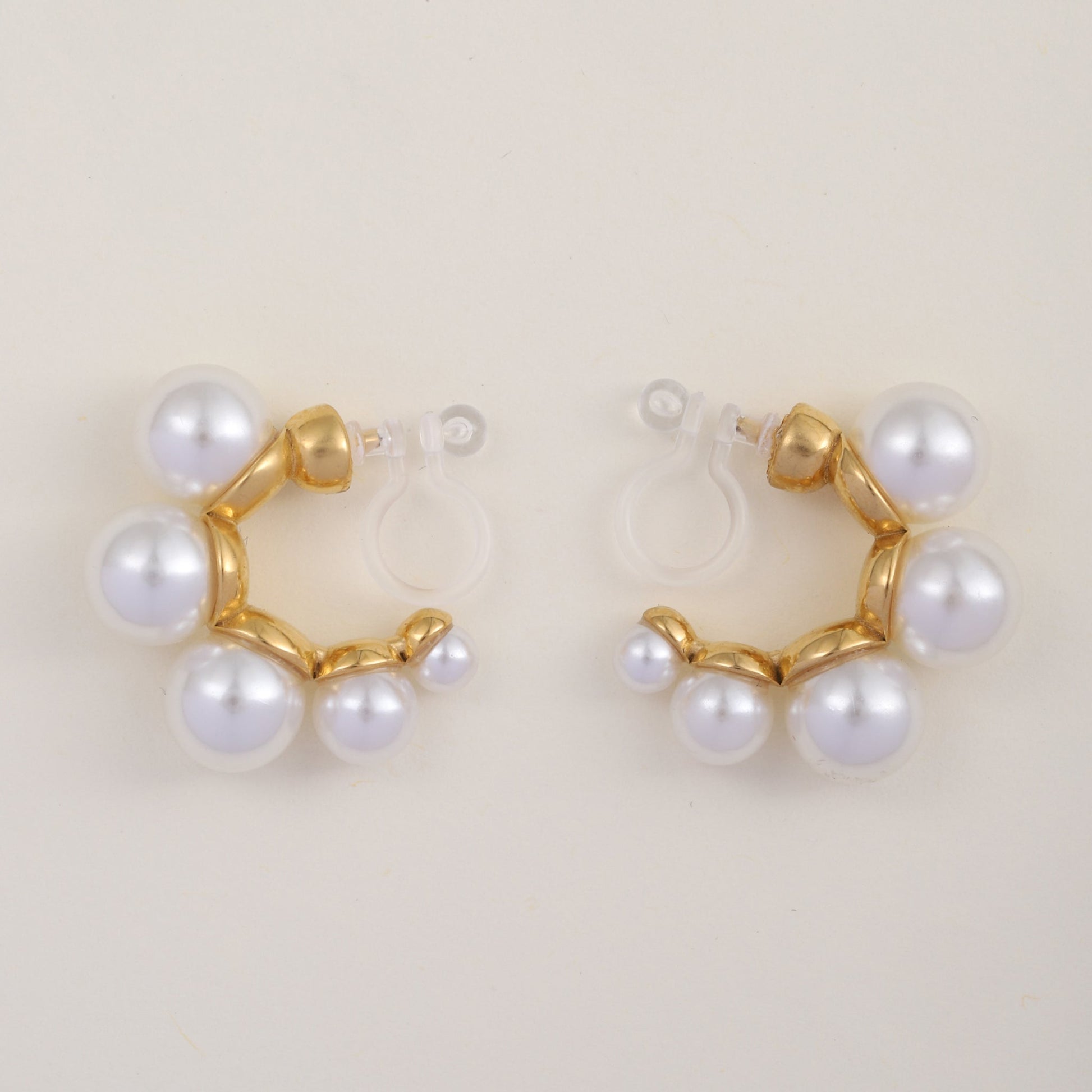 Gold Pearlhoop clip-on earrings by SOMIY – pain-free non-pierced jewelry for everyday wear