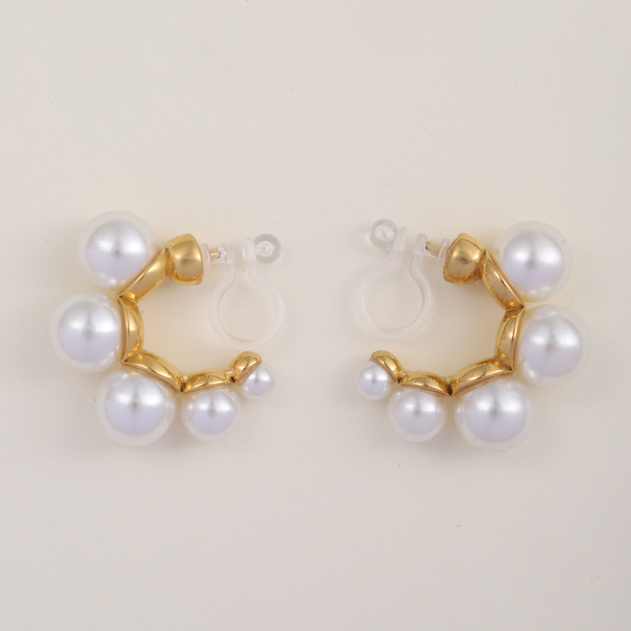 Gold Pearlhoop clip-on earrings by SOMIY – pain-free non-pierced jewelry for everyday wear