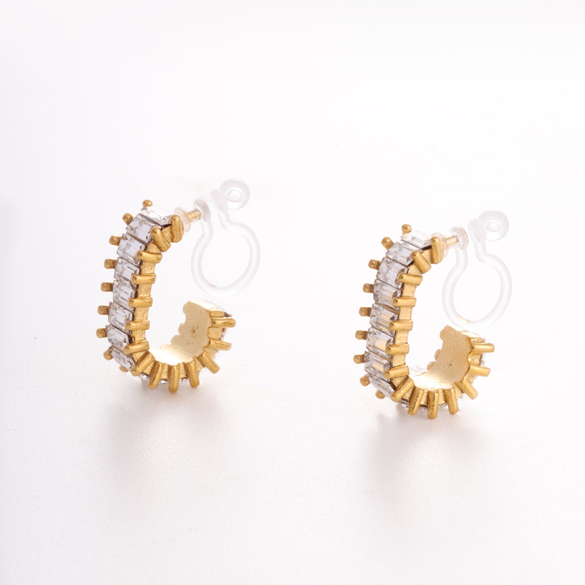 Gold CZhoop clip-on earrings by SOMIY – pain-free non-pierced jewelry for everyday wear