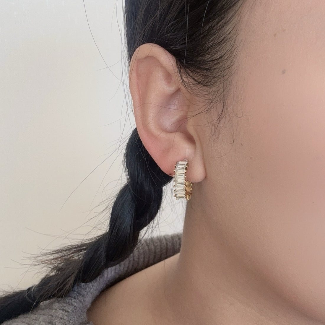 Gold Resin CZhoop clip-on earrings by SOMIY – pain-free non-pierced jewelry for everyday wear