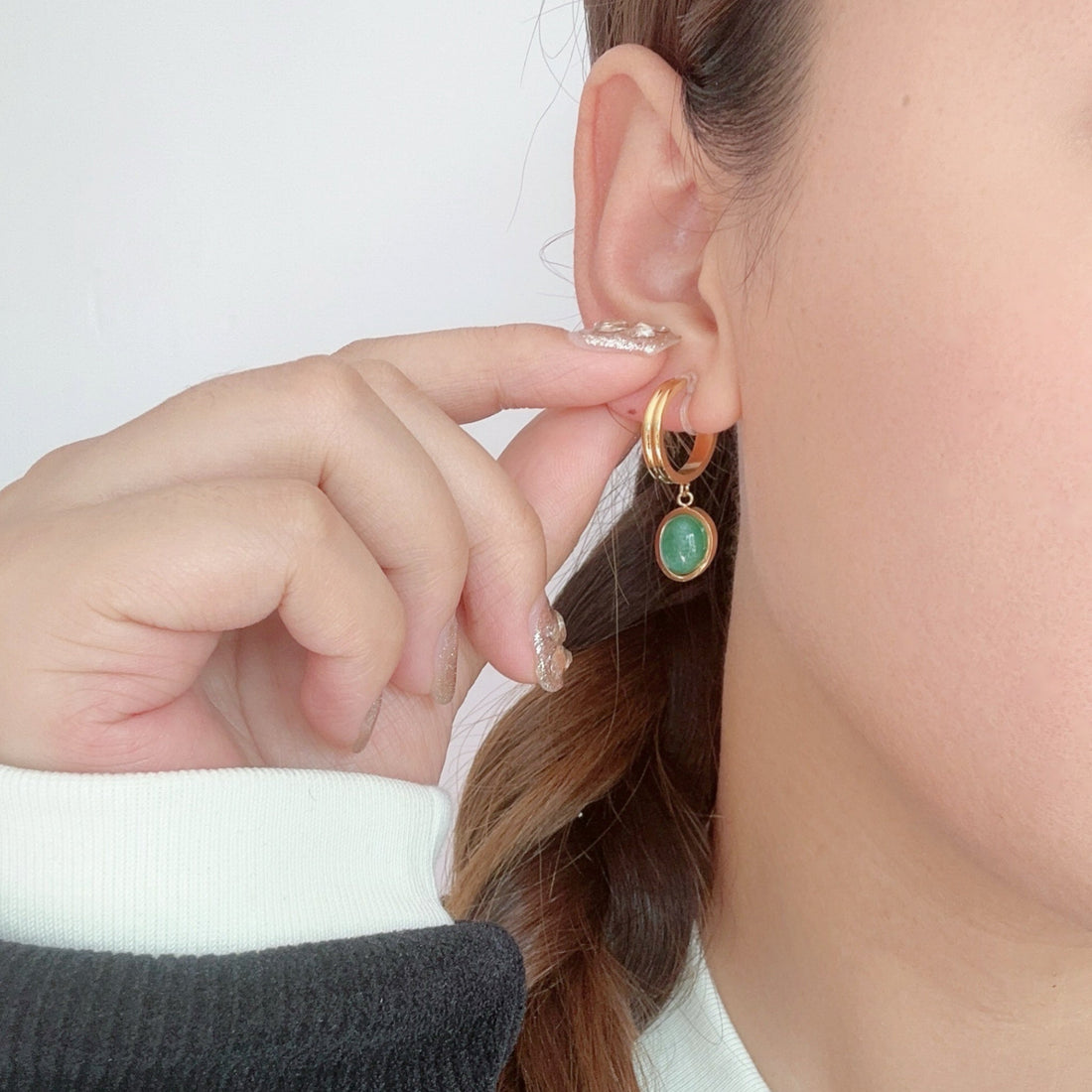 Gold Resinhoop clip-on earrings by SOMIY – pain-free non-pierced jewelry for everyday wear