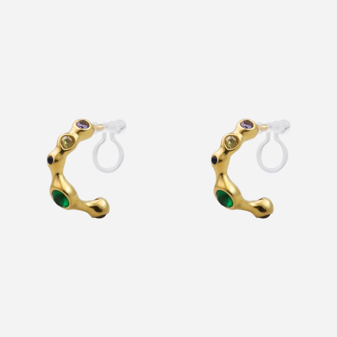 Gold Resin CZhoop clip-on earrings by SOMIY – pain-free non-pierced jewelry for everyday wear