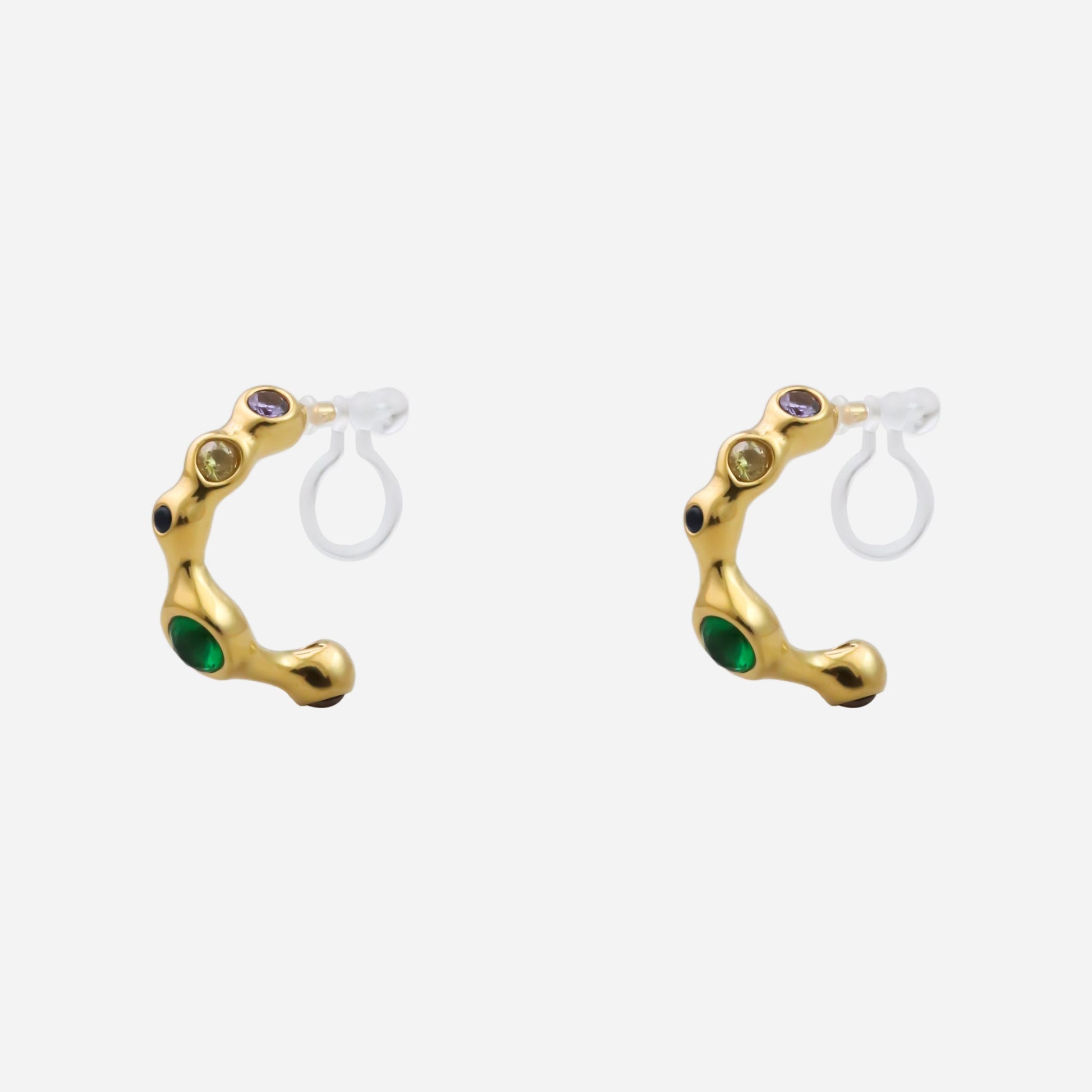 Gold Resin CZhoop clip-on earrings by SOMIY – pain-free non-pierced jewelry for everyday wear