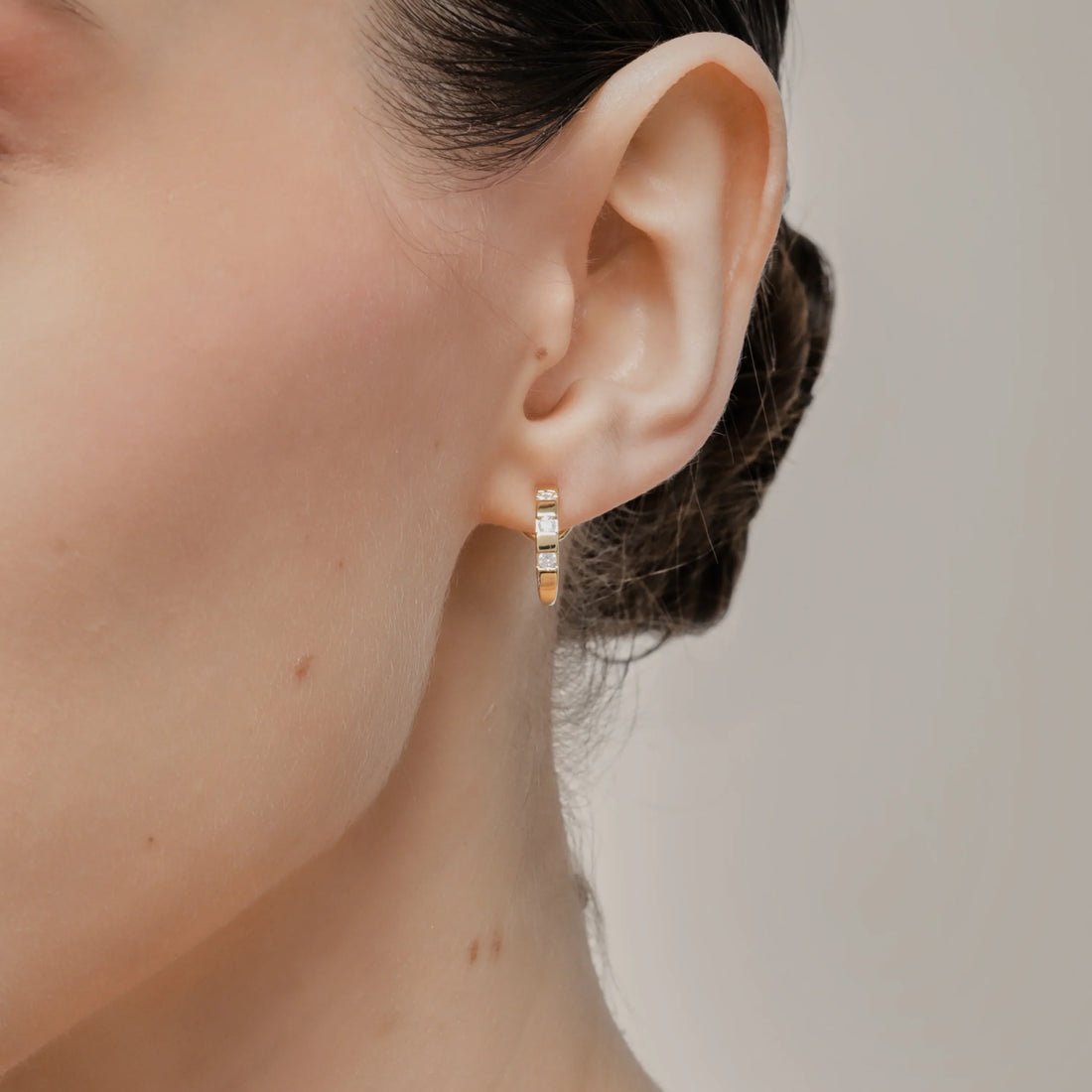 Gold CZhoop clip-on earrings by SOMIY – pain-free non-pierced jewelry for everyday wear