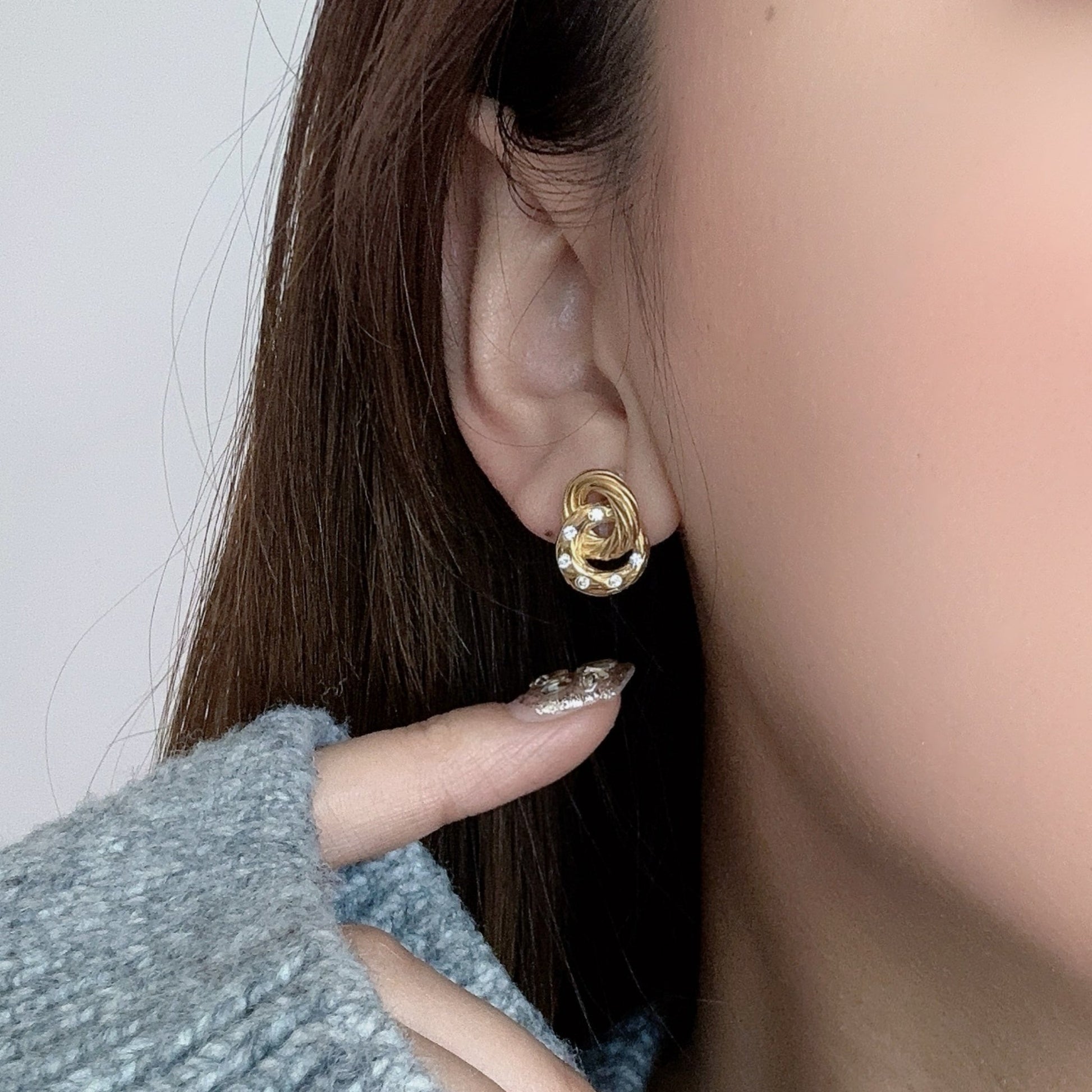 Gold CZhoop clip-on earrings by SOMIY – pain-free non-pierced jewelry for everyday wear