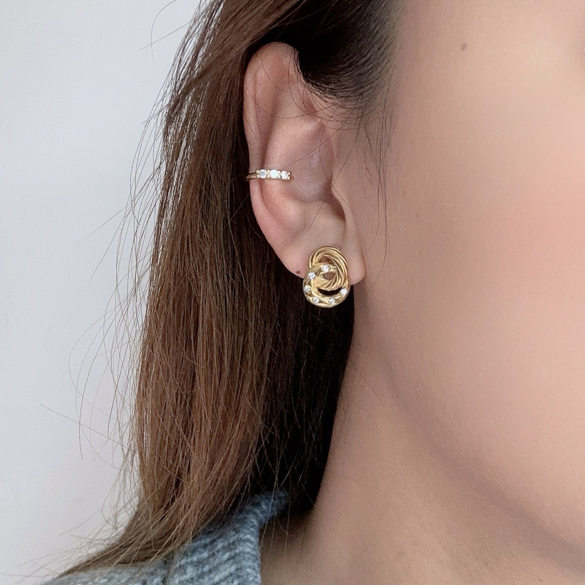 Gold CZhoop clip-on earrings by SOMIY – pain-free non-pierced jewelry for everyday wear