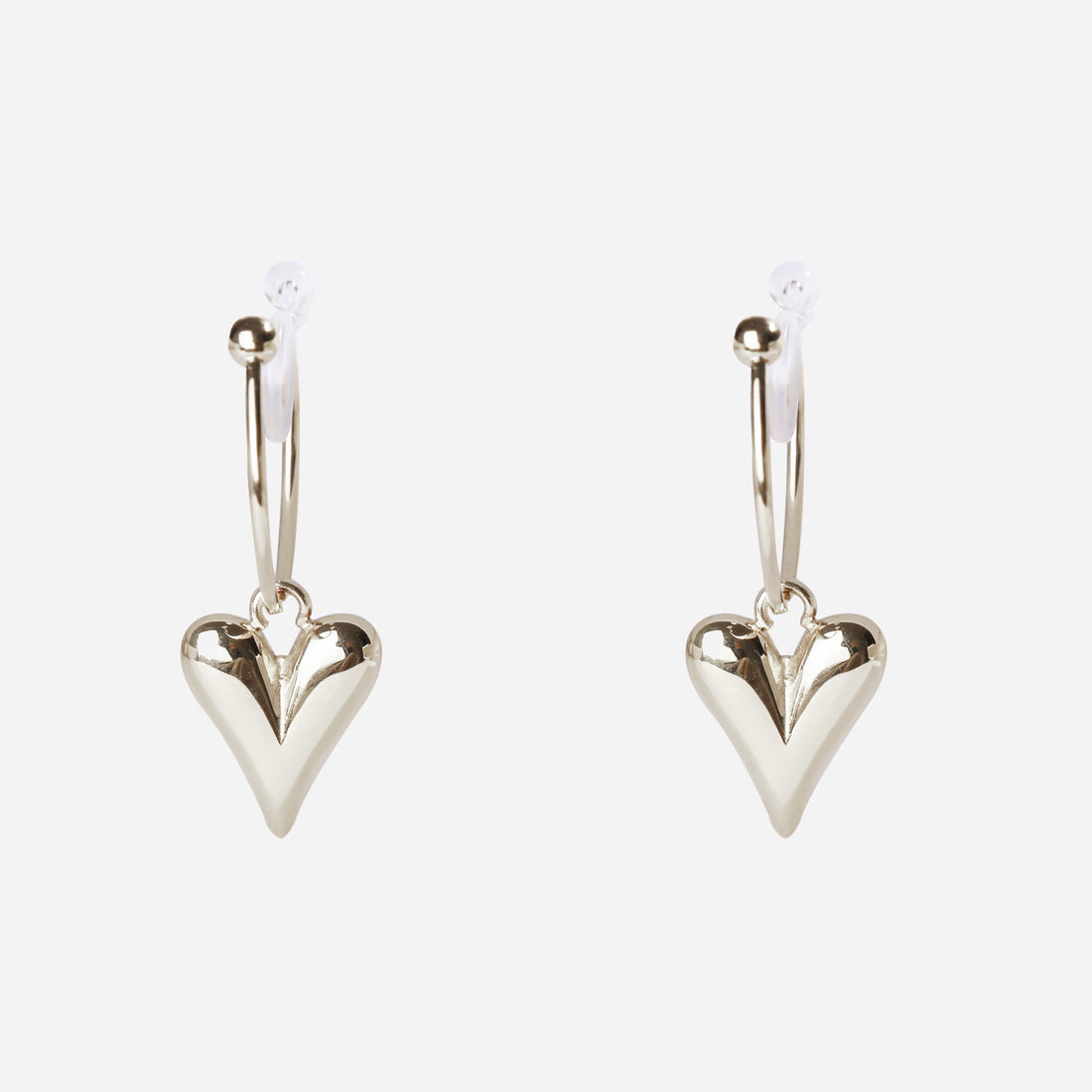 Heart Charm Drop Clip-On Earrings for non-pierced ears by SOMIY