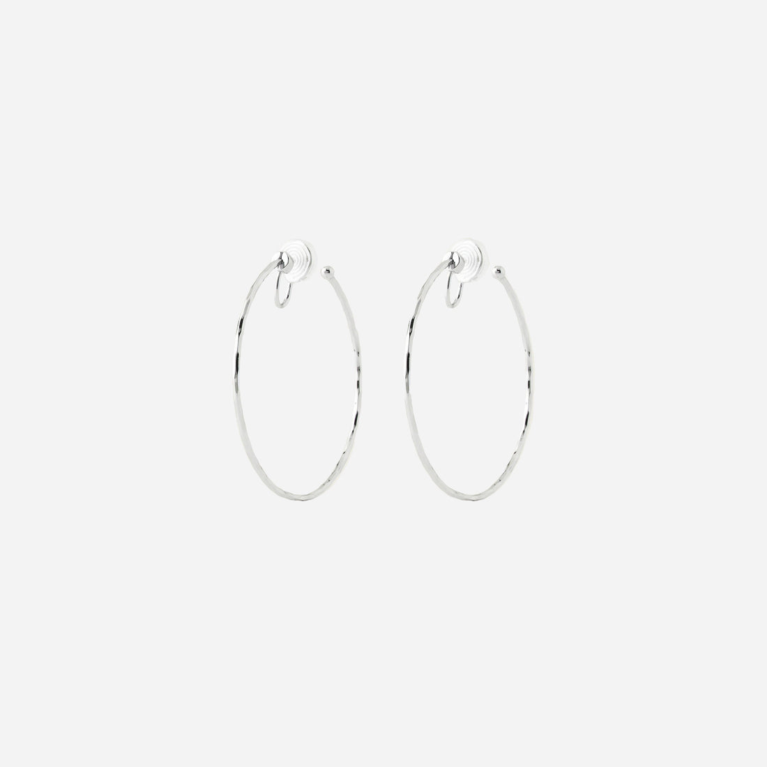 Medium Thin Hammered Clip-On Hoop Earrings for non-pierced ears by SOMIY