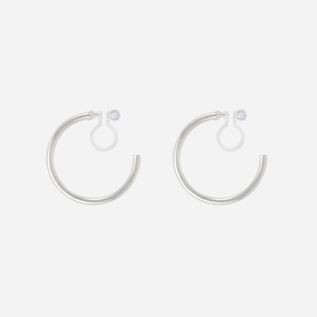 S925 Sterling Silver Middle Size Clip-On Hoop Earrings for non-pierced ears by SOMIY