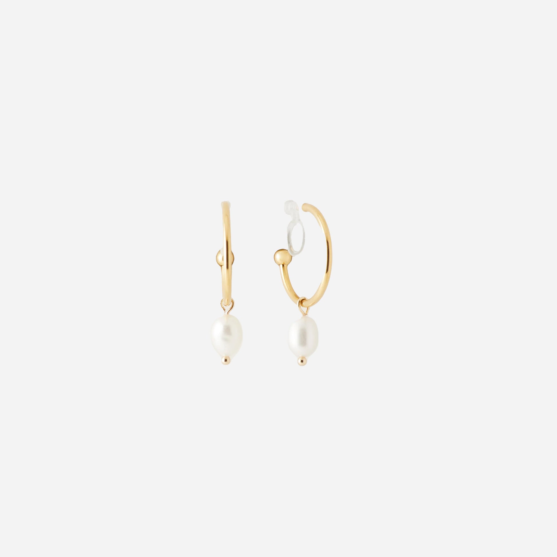 Gold Pearl Resinhoop clip-on earrings by SOMIY – pain-free non-pierced jewelry for everyday wear
