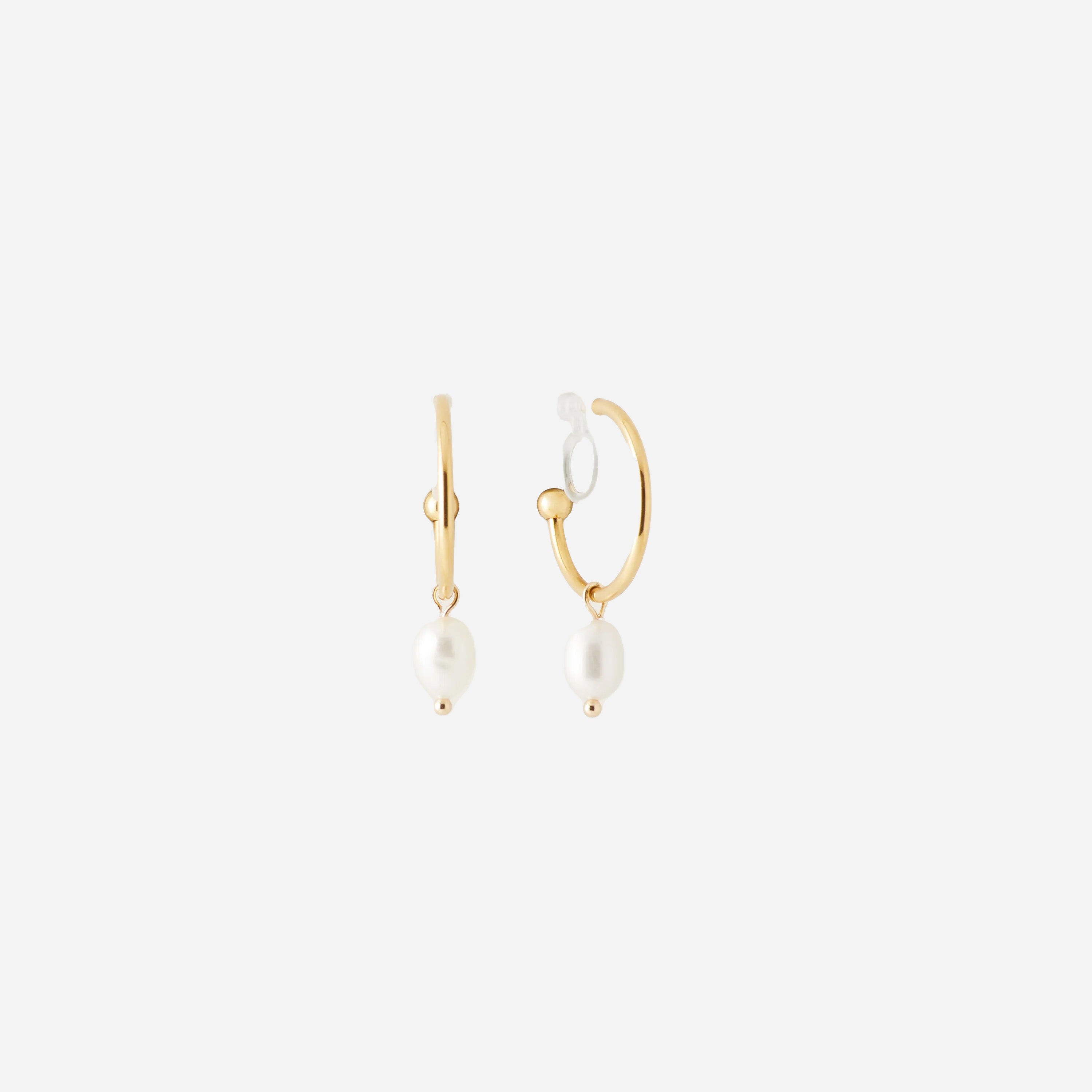 Gold Pearl Resinhoop clip-on earrings by SOMIY – pain-free non-pierced jewelry for everyday wear
