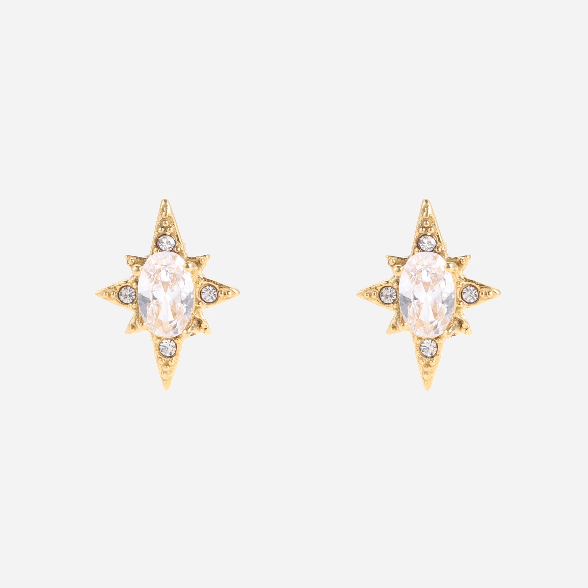Gold Resin CZstud clip-on earrings by SOMIY – pain-free non-pierced jewelry for everyday wear