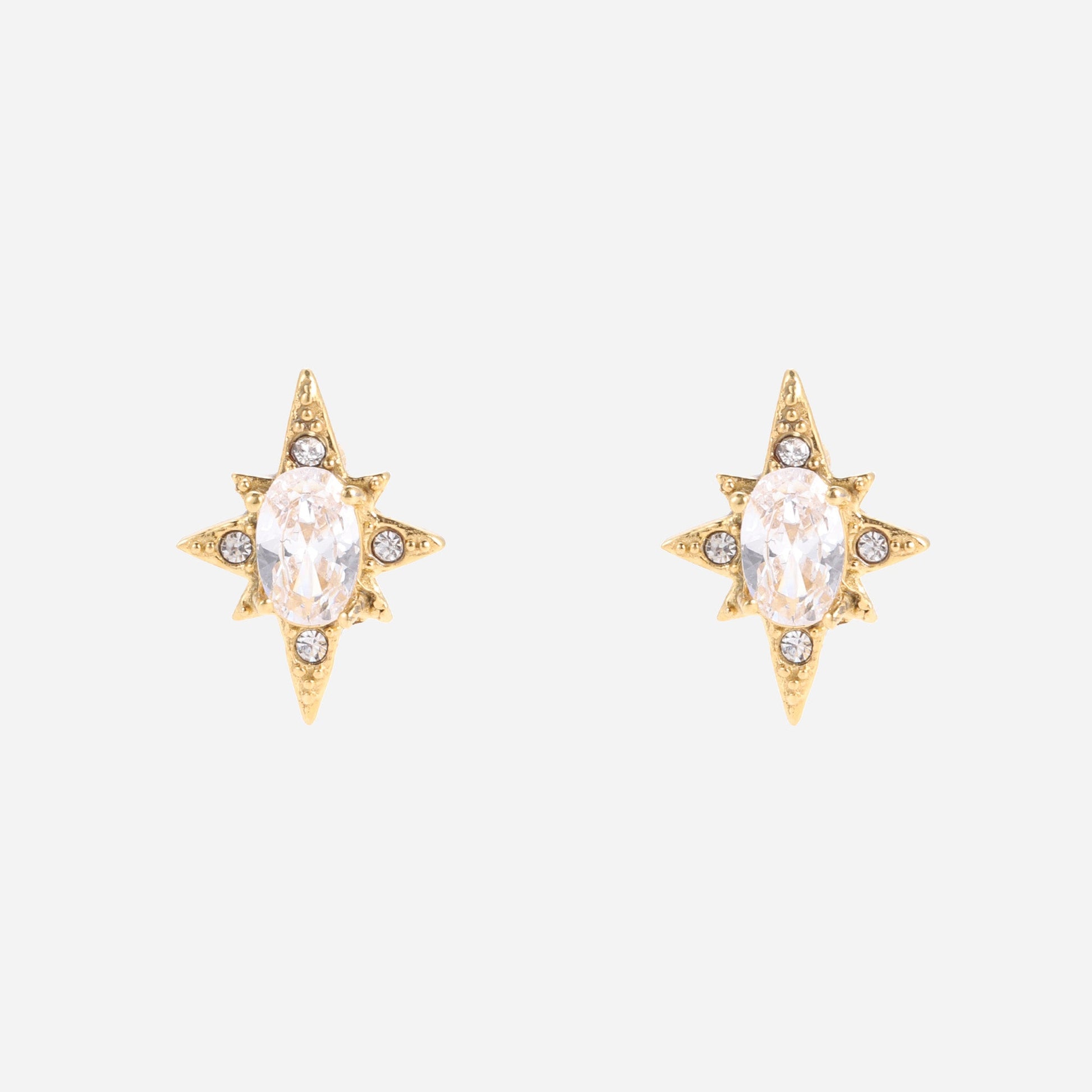Gold Resin CZstud clip-on earrings by SOMIY – pain-free non-pierced jewelry for everyday wear