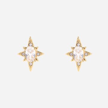Gold Resin CZstud clip-on earrings by SOMIY – pain-free non-pierced jewelry for everyday wear