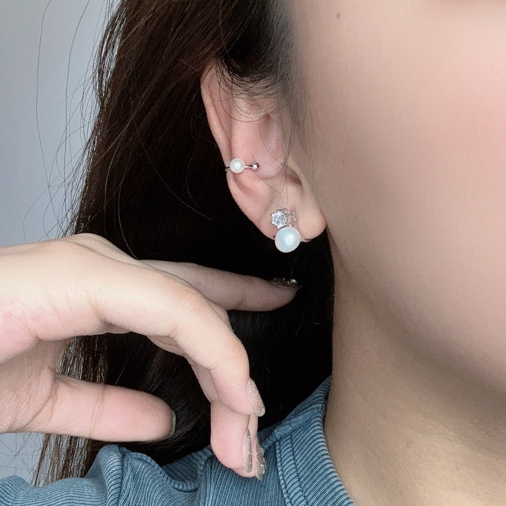 Silver Pearlstud clip-on earrings by SOMIY – pain-free non-pierced jewelry for everyday wear