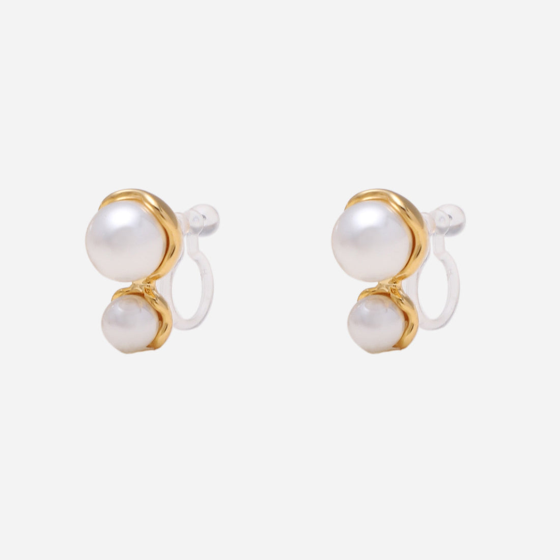 Gold Pearl Resinstud clip-on earrings by SOMIY – pain-free non-pierced jewelry for everyday wear