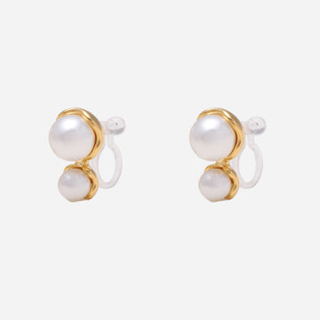 Gold Pearl Resinstud clip-on earrings by SOMIY – pain-free non-pierced jewelry for everyday wear