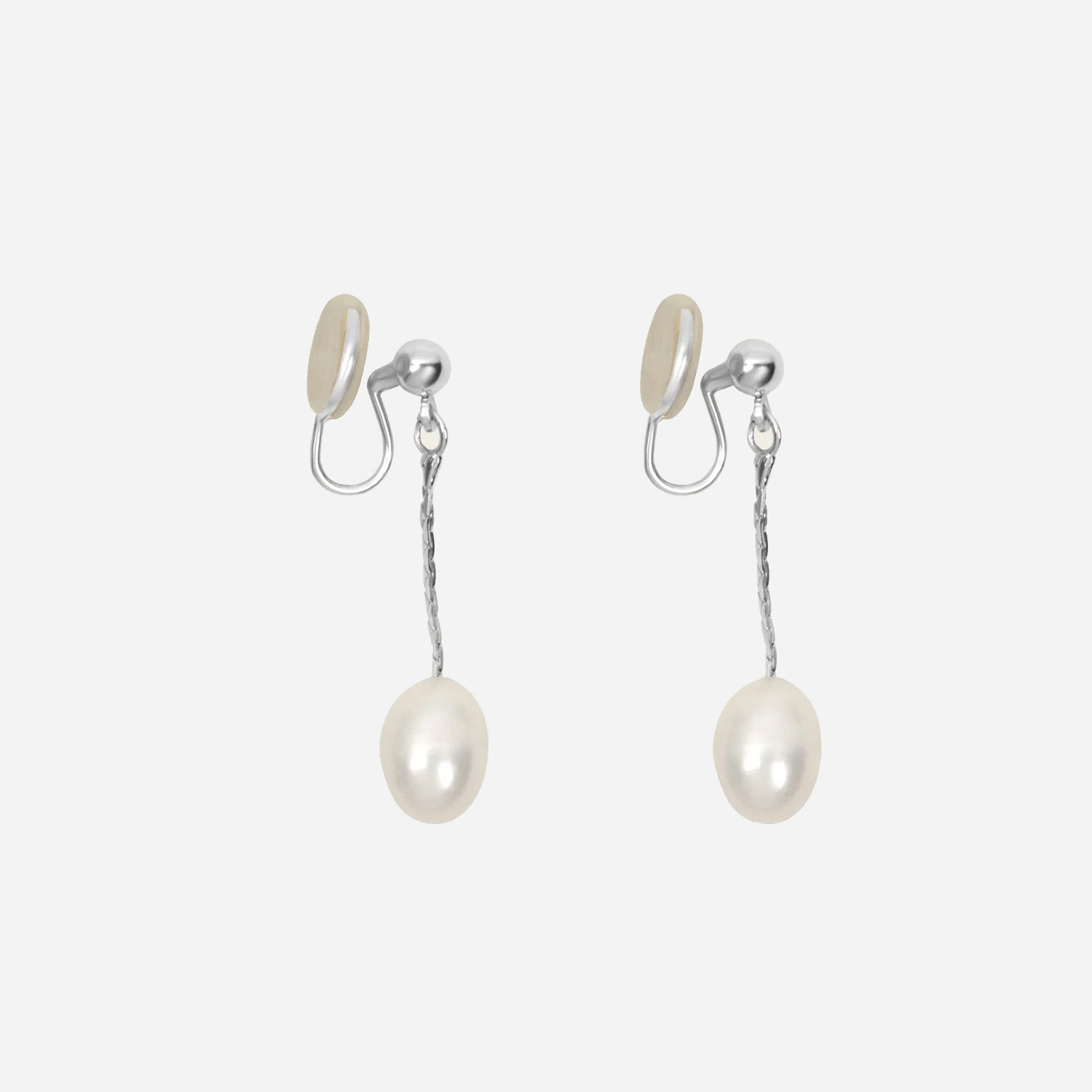 Silver Pearlclip-on earrings by SOMIY – pain-free non-pierced jewelry for everyday wear