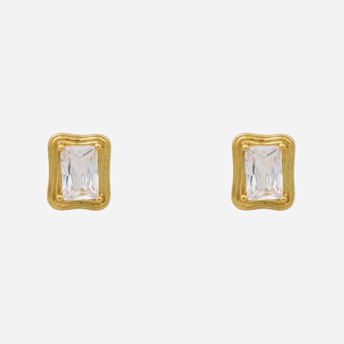 Gold Resin CZstud clip-on earrings by SOMIY – pain-free non-pierced jewelry for everyday wear