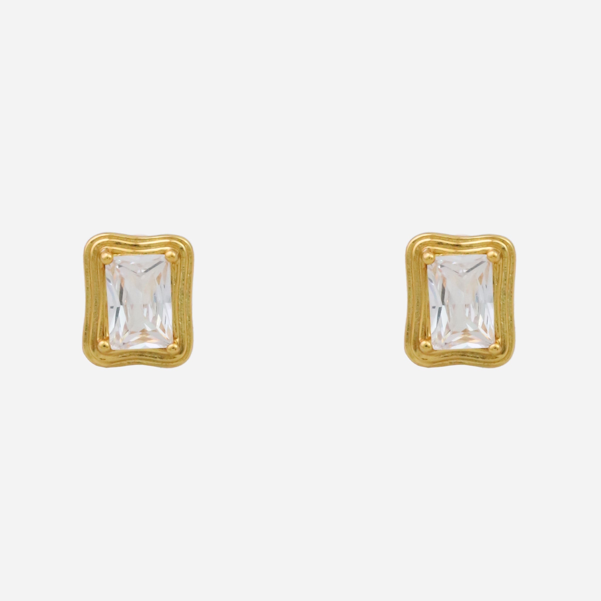 Gold Resin CZstud clip-on earrings by SOMIY – pain-free non-pierced jewelry for everyday wear