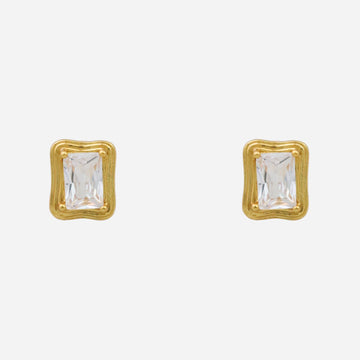 Gold Resin CZstud clip-on earrings by SOMIY – pain-free non-pierced jewelry for everyday wear