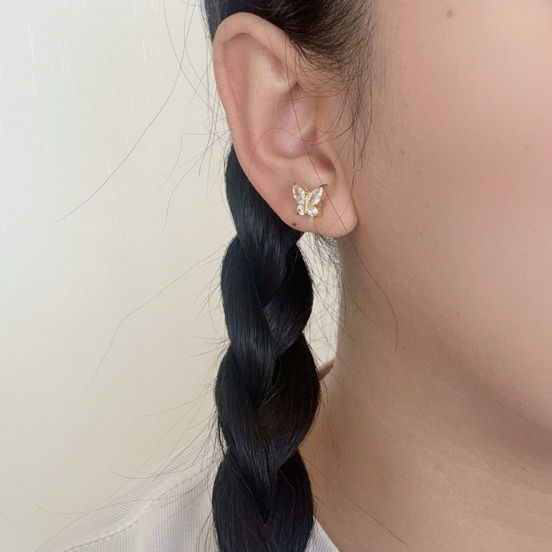 Gold Resin CZstud clip-on earrings by SOMIY – pain-free non-pierced jewelry for everyday wear