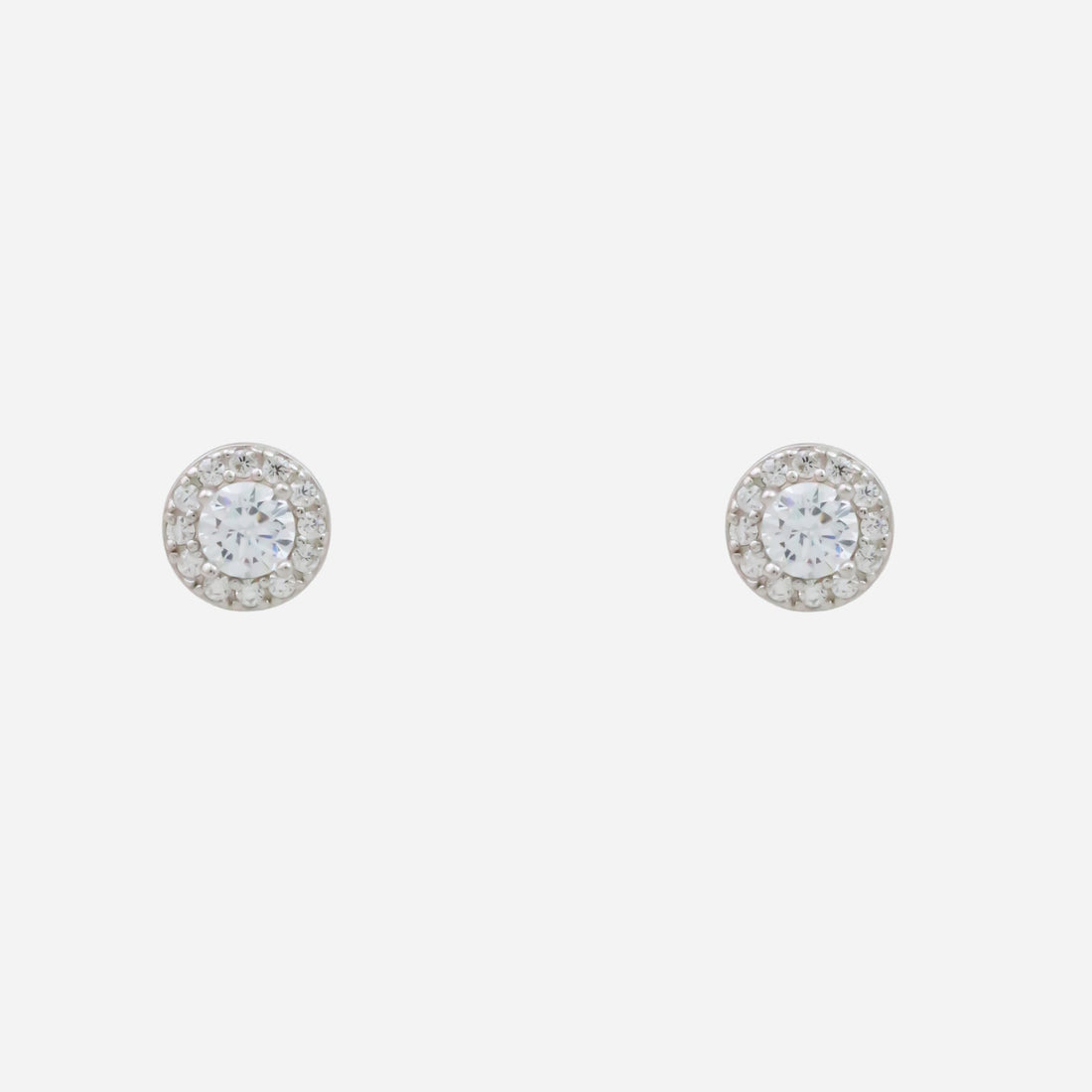 S925 Sterling Silver Classic Round Diamond Clip-On Stud Earrings for non-pierced ears by SOMIY