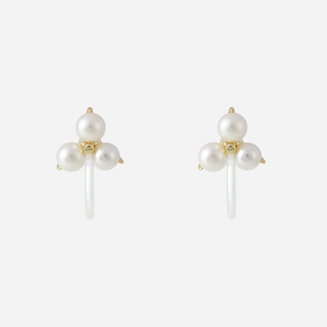 Gold Pearl Resin Crystalstud clip-on earrings by SOMIY – pain-free non-pierced jewelry for everyday wear