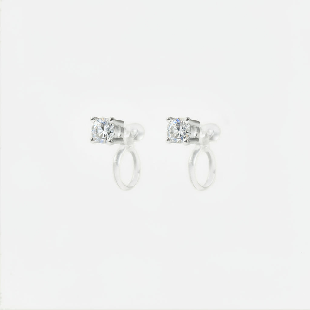 Crystal Prong-Stud Clip-On Earrings