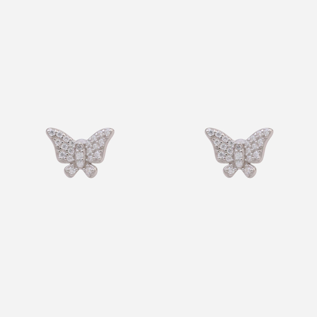 S925 Sterling Silver Diamond Butterfly Clip-On Stud Earrings for non-pierced ears by SOMIY