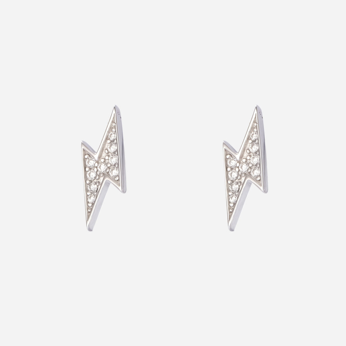 S925 Sterling Silver Diamond-Set Lightning Bolt Clip-On Stud Earrings for non-pierced ears by SOMIY