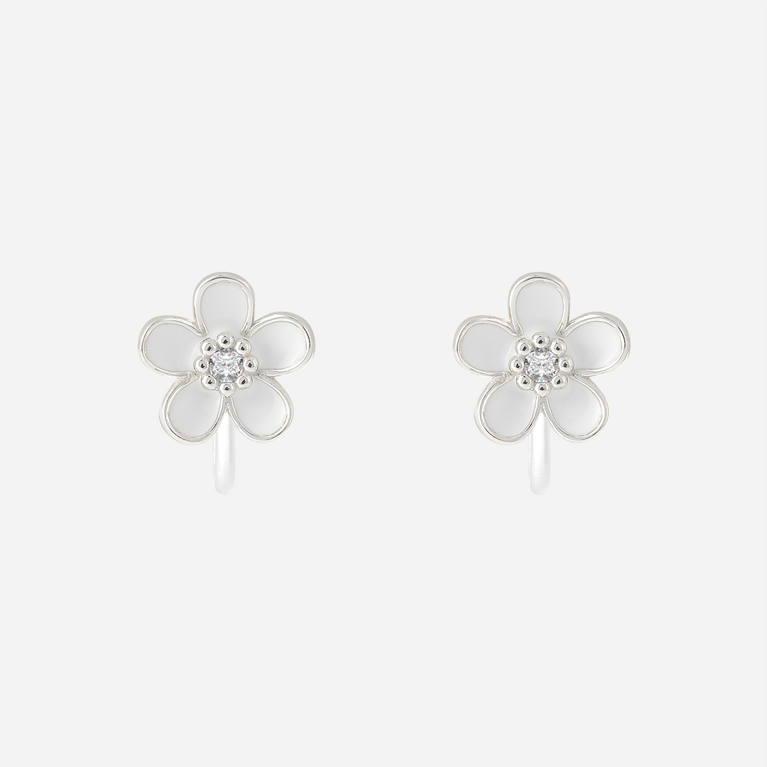 S925 Sterling Silver Flower Pearl Stud Clip-On Earrings image 3 by SOMIY