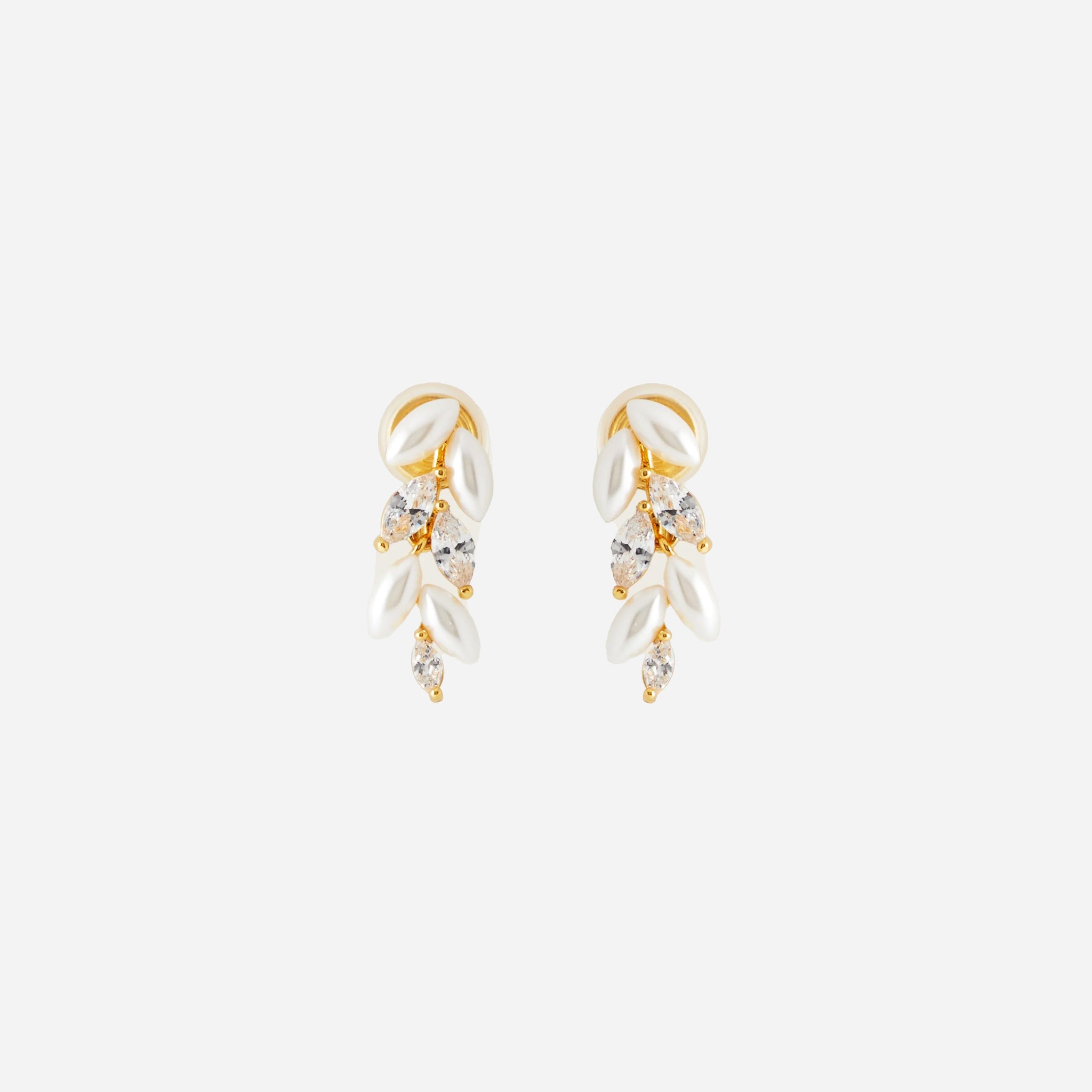 Gold Silver Pearl CZstud clip-on earrings by SOMIY – pain-free non-pierced jewelry for everyday wear