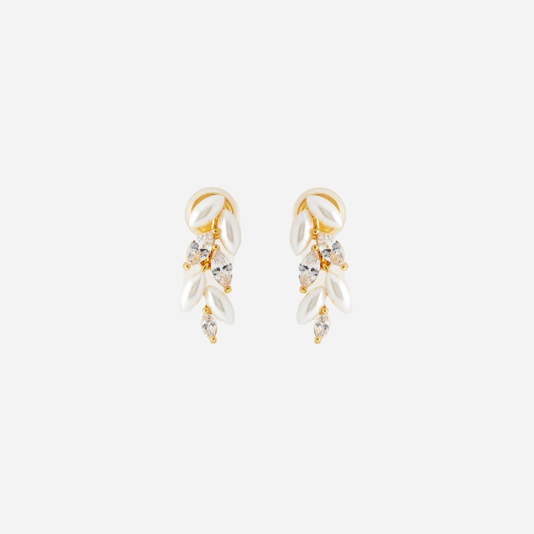 Gold Silver Pearl CZstud clip-on earrings by SOMIY – pain-free non-pierced jewelry for everyday wear