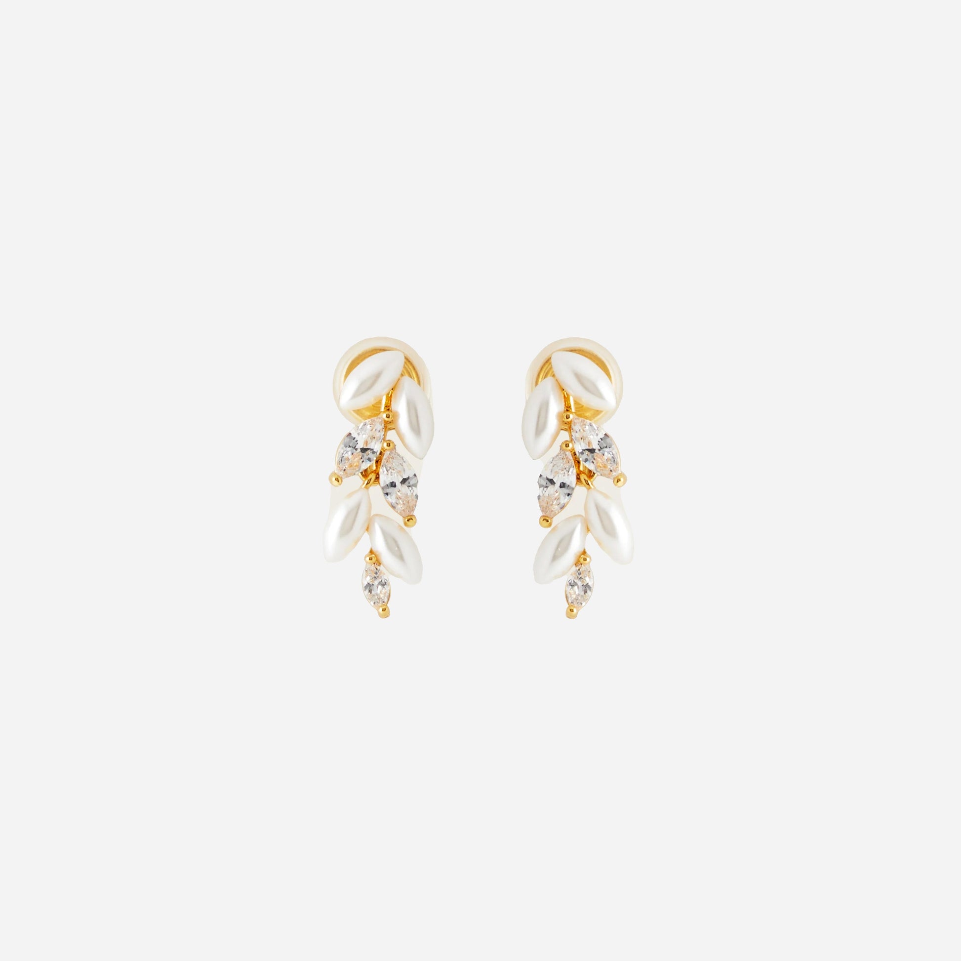 Gold Silver Pearl CZstud clip-on earrings by SOMIY – pain-free non-pierced jewelry for everyday wear