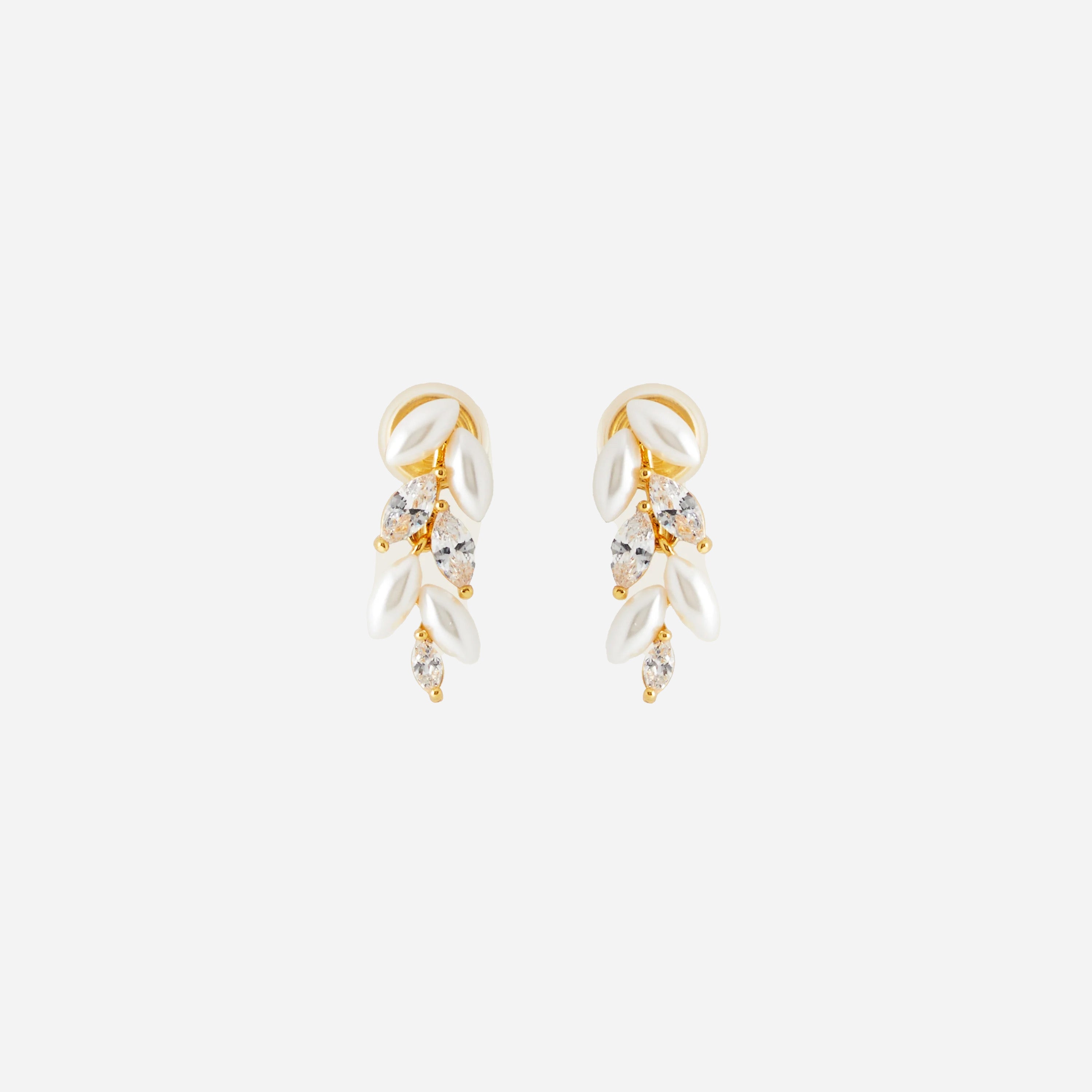 Gold Silver Pearl CZstud clip-on earrings by SOMIY – pain-free non-pierced jewelry for everyday wear