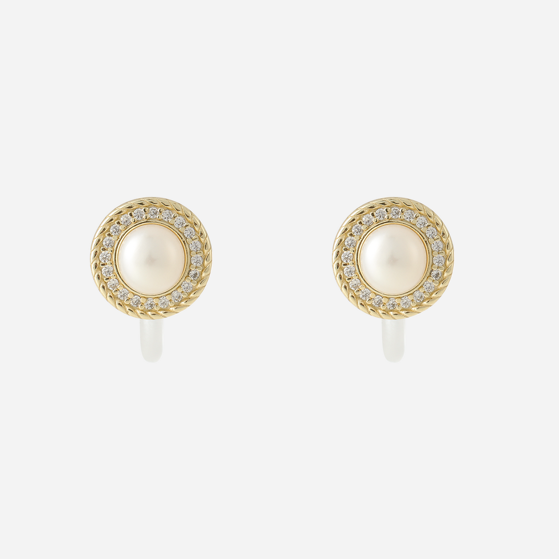 Gold Pearl Resinstud clip-on earrings by SOMIY – pain-free non-pierced jewelry for everyday wear