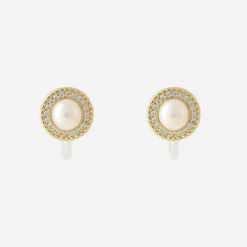 Gold Pearl Resinstud clip-on earrings by SOMIY – pain-free non-pierced jewelry for everyday wear